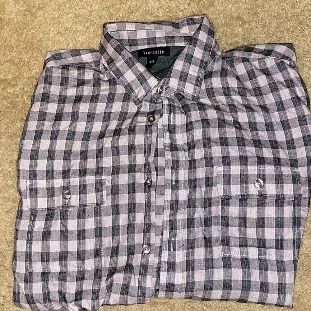 Mens gray & White flannel